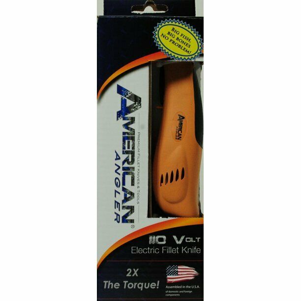 American Angler 110V Electric Fillet Knife with Two Blades - Orange - New - Fresh Stock Dated January 2026