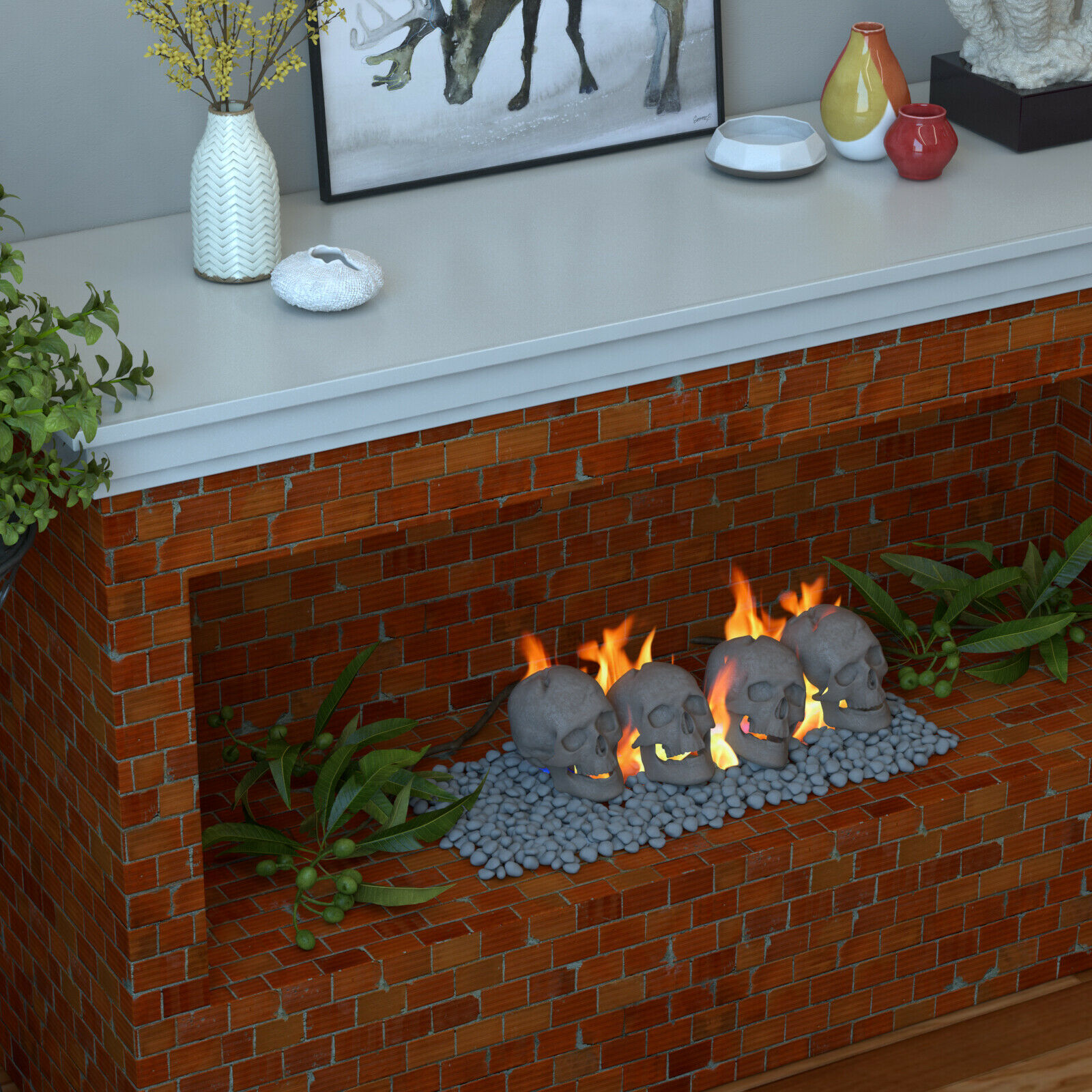 Regal Flame Human Skull Ceramic Wood Large Gas Fireplace Logs Logs for All Ty... - Fresh Stock Dated January 2026