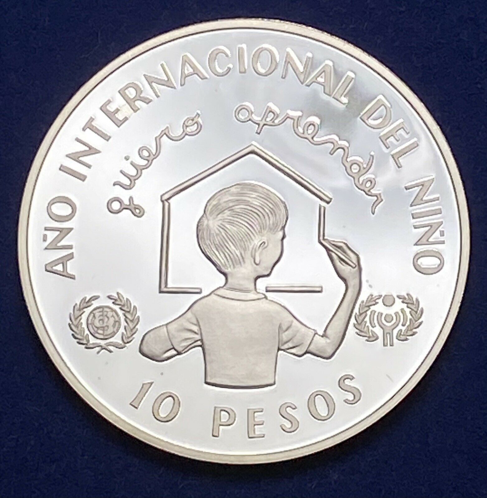 1982 DOMINICAN REPUBLIC SILVER PROOF 10 PESOS YEAR OF THE CHILD - Fresh Stock Dated December 2025