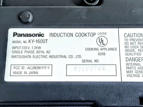 Panasonic  Induction Cooktop  120v  KY-1600T The Surface - Fresh Stock Dated February 2026