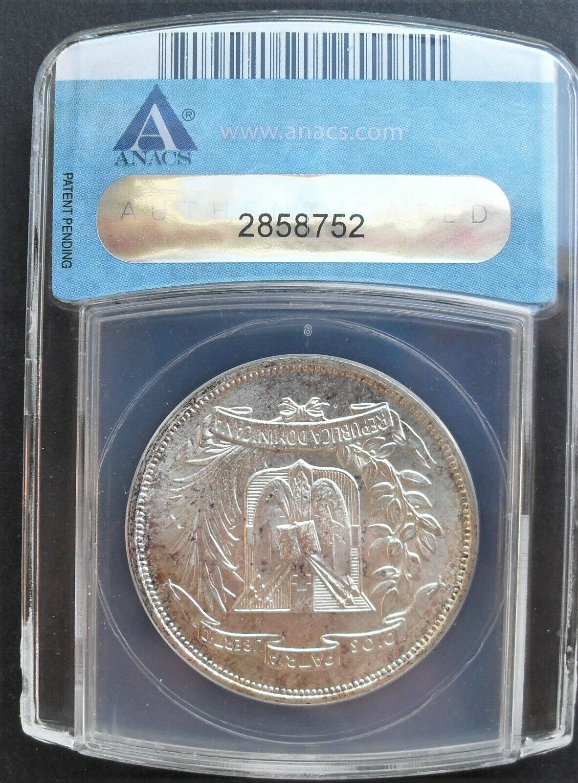 1952 Dominican Republic Peso , ANACS MS 66 ,  nice silver coin, rare GEM . - Fresh Stock Dated December 2025