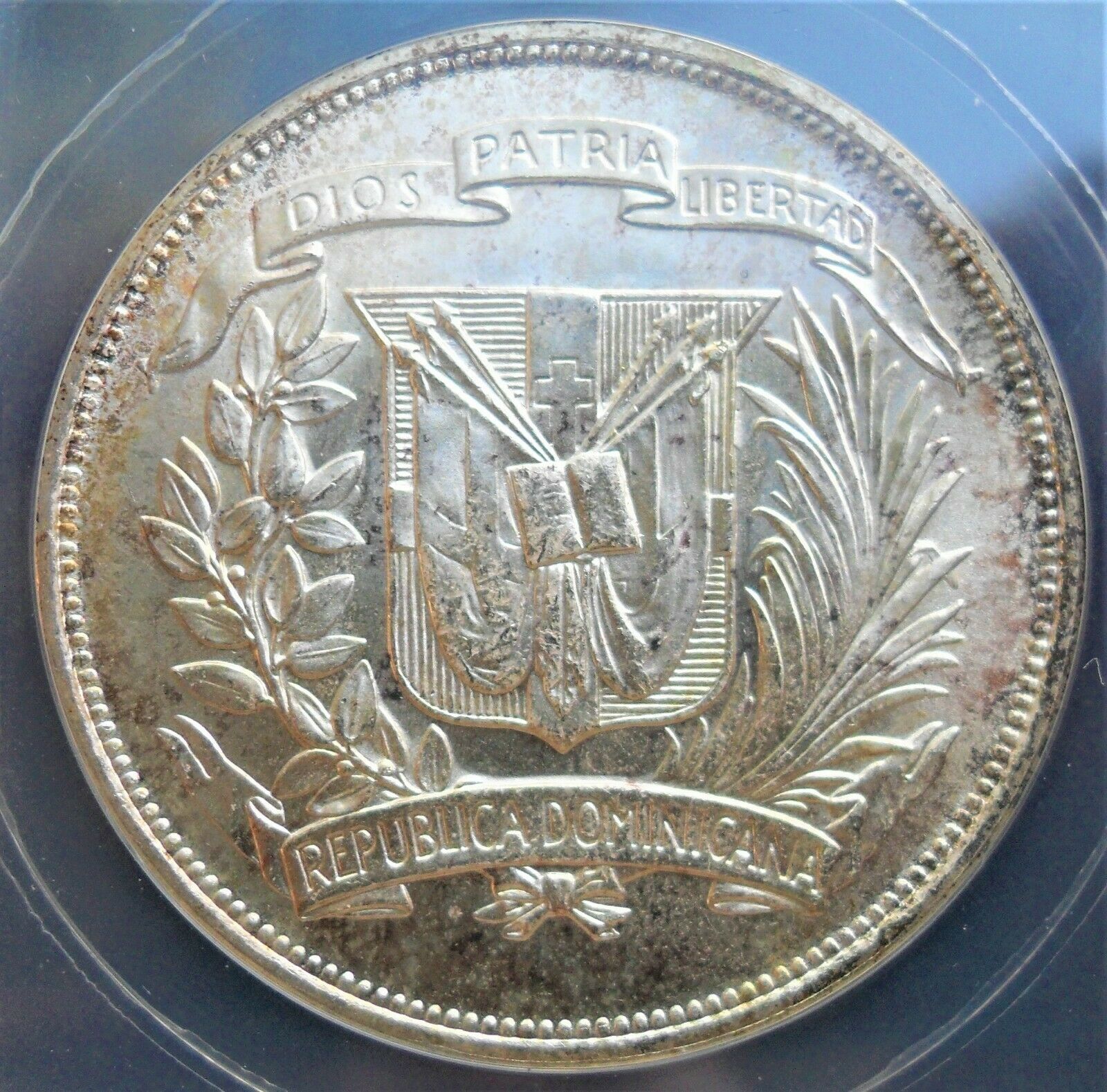 1952 Dominican Republic Peso , ANACS MS 66 ,  nice silver coin, rare GEM . - Fresh Stock Dated December 2025