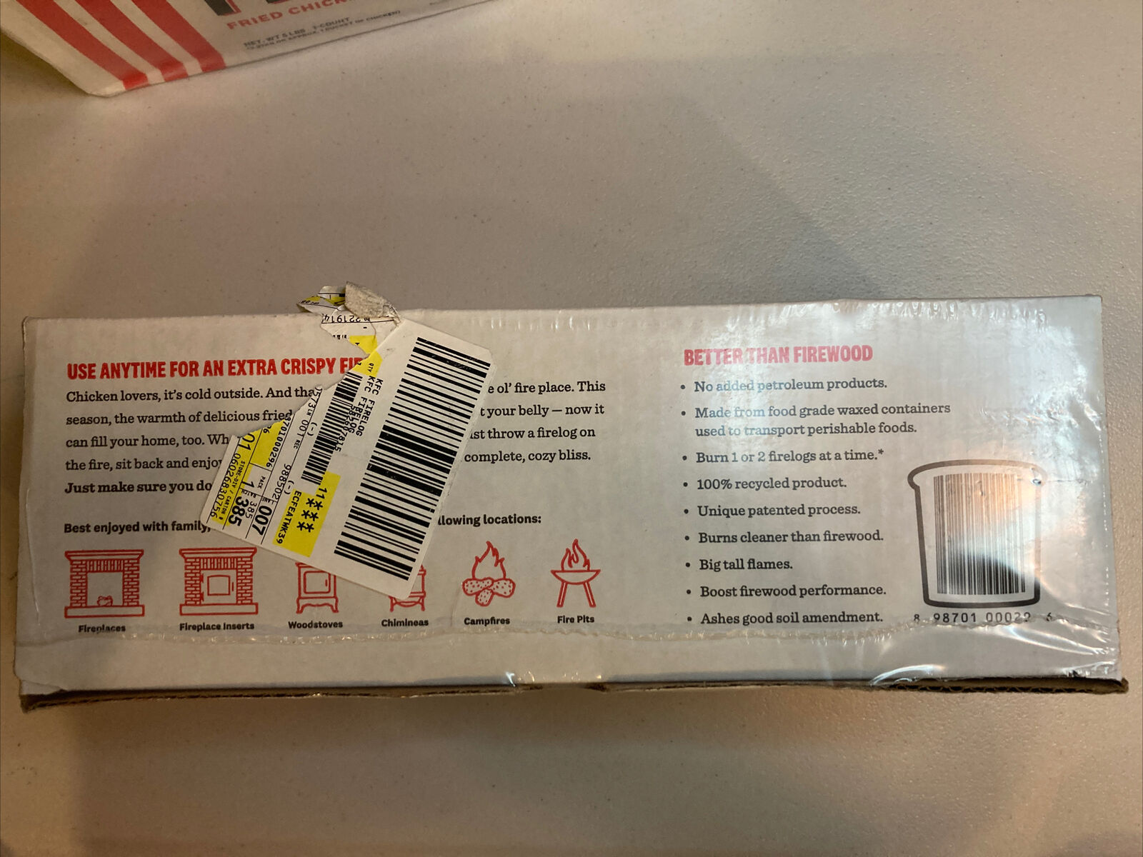 KFC Firelog with 11 Herbs and Spices (2-logs) - Fresh Stock Dated December 2025