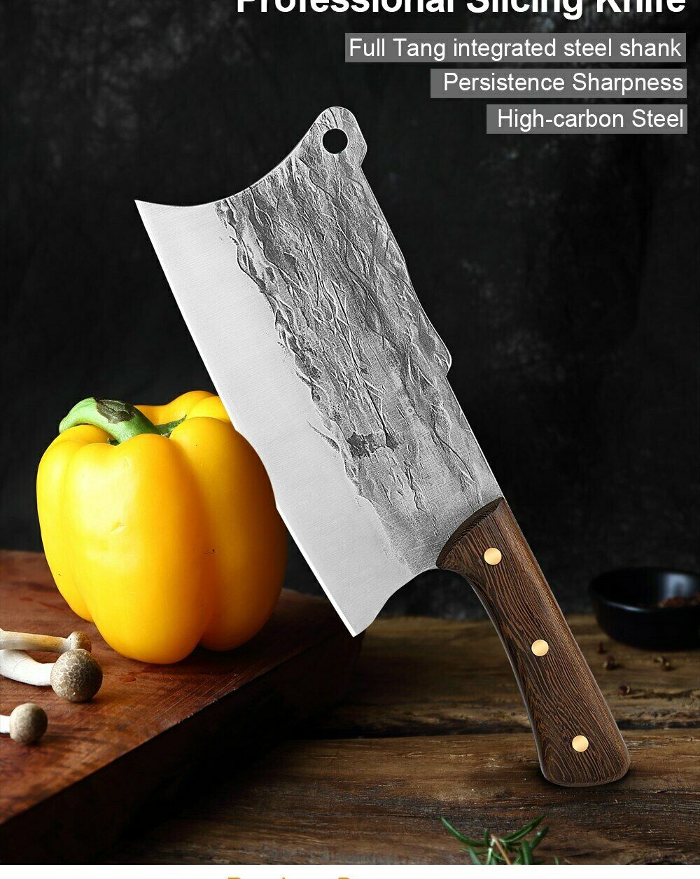 Handmade Forged Kitchen Knife Butcher Meat Cleaver Chef Knife High Carbon Steel - Fresh Stock Dated January 2026