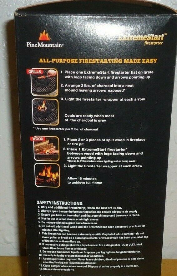 12 Sticks Pine Mountain Fire Starter Campfire Grill Fireplace Stove Lights Fast - Fresh Stock Dated January 2026