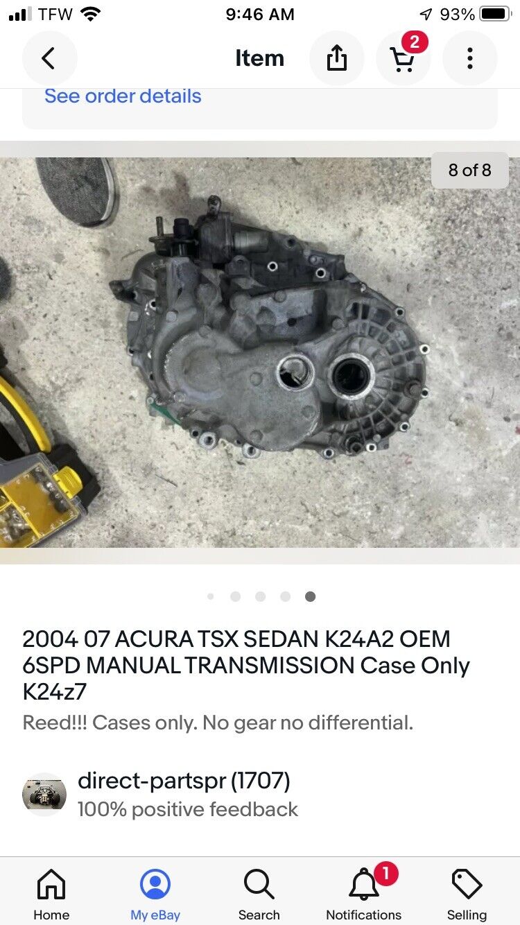 2004 07 ACURA TSX SEDAN K24A2 OEM 6SPD MANUAL TRANSMISSION Case Only K24z7 - Fresh Stock Dated December 2025