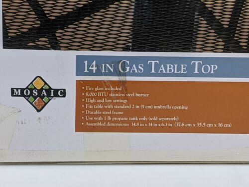 Mosaic Gas Table Top Burner 8000 BTU Propane Tank Required 14x14x6 in 1171 - Fresh Stock Dated February 2026