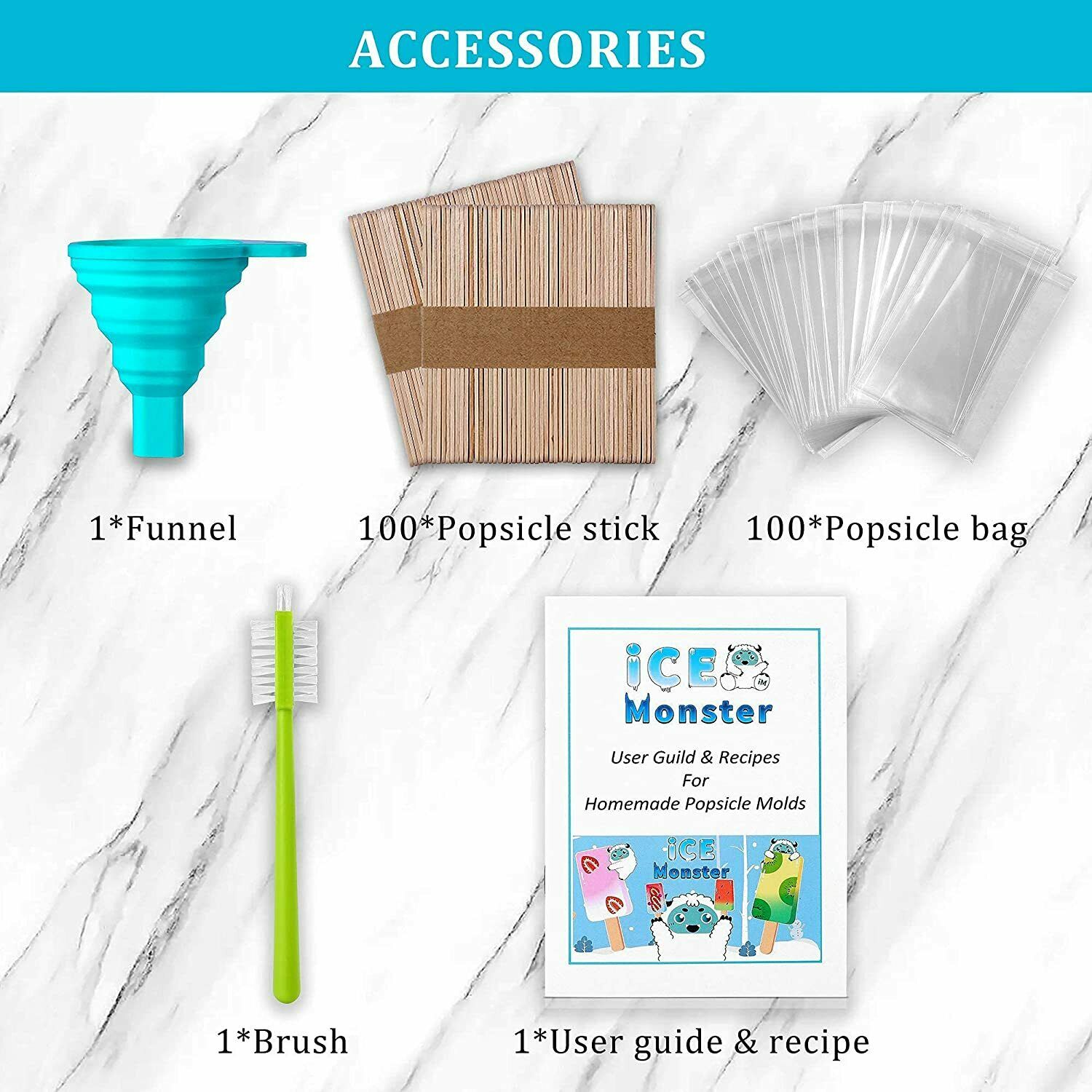 Ice Monster Silicone Homemade Popsicle Mold & Sticks & Bags for Kids - Fresh Stock Dated February 2026