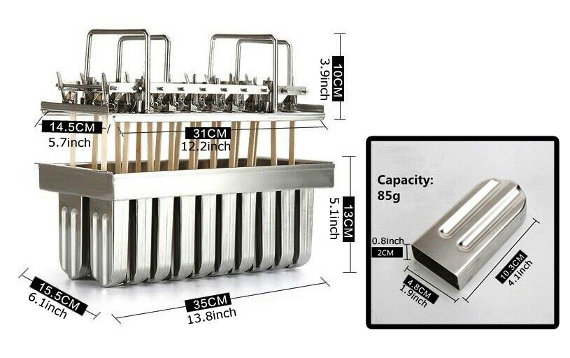 20pcs Stainless Steel Molds Lolly Popsicle Ice Cream Bars New Arrival USA - Fresh Stock Dated February 2026