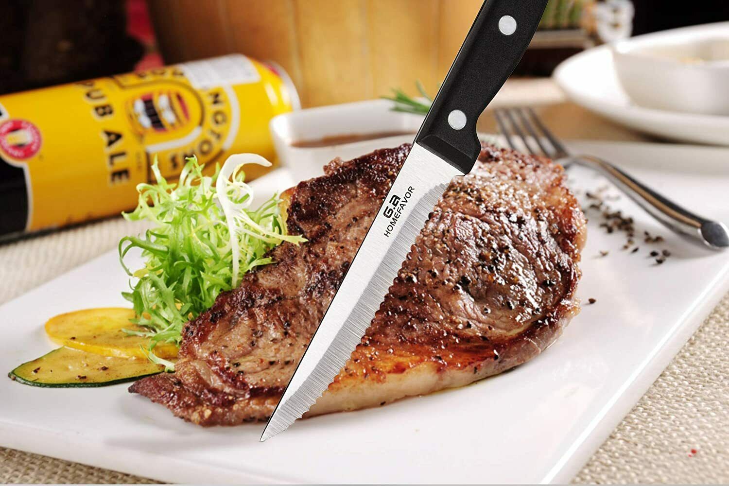 Stainless Steel Steak Knives Professional Set of 6 Sharp Chef Knife Kitchen Tool - Fresh Stock Dated January 2026