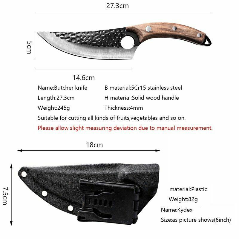 Mus™Stainless Steel Boning Knife Handmade Kitchen Meat Cleaver Kydex Sheath - Fresh Stock Dated January 2026