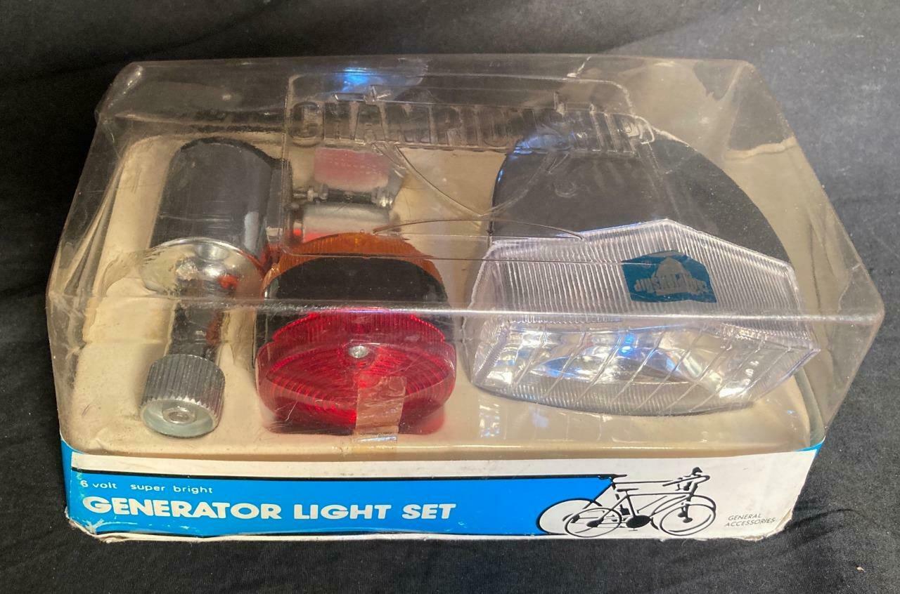 VINTAGE CHAMPIONSHIP BICYCLE GENERATOR SET HEADLIGHT TAIL LIGHT GENERATOR  NOS - Fresh Stock Dated December 2025