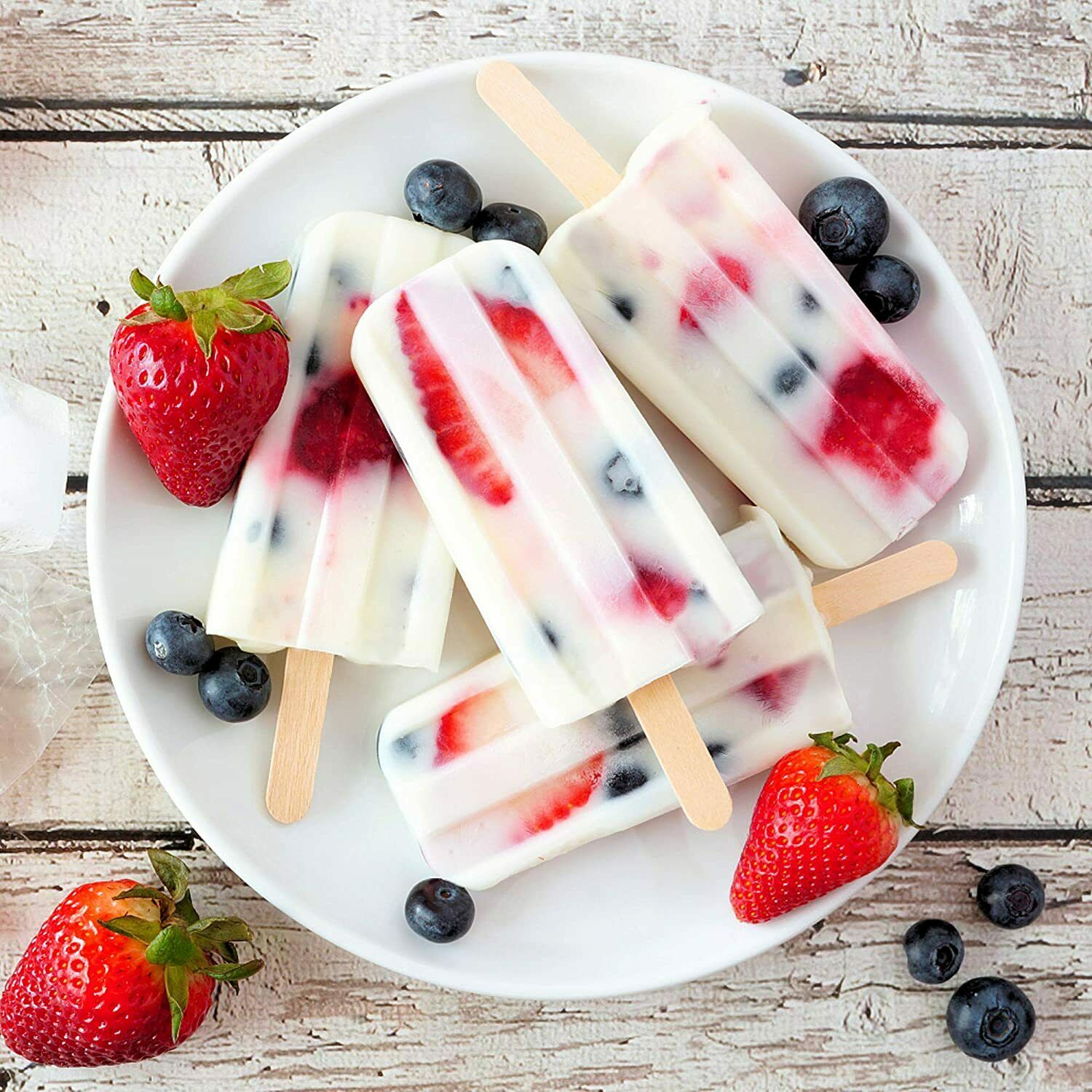 4 Cell Silicone DIY Frozen Ice Cream Mold 2 Pack with 50 Wooden Sticks Larg Size - Fresh Stock Dated February 2026