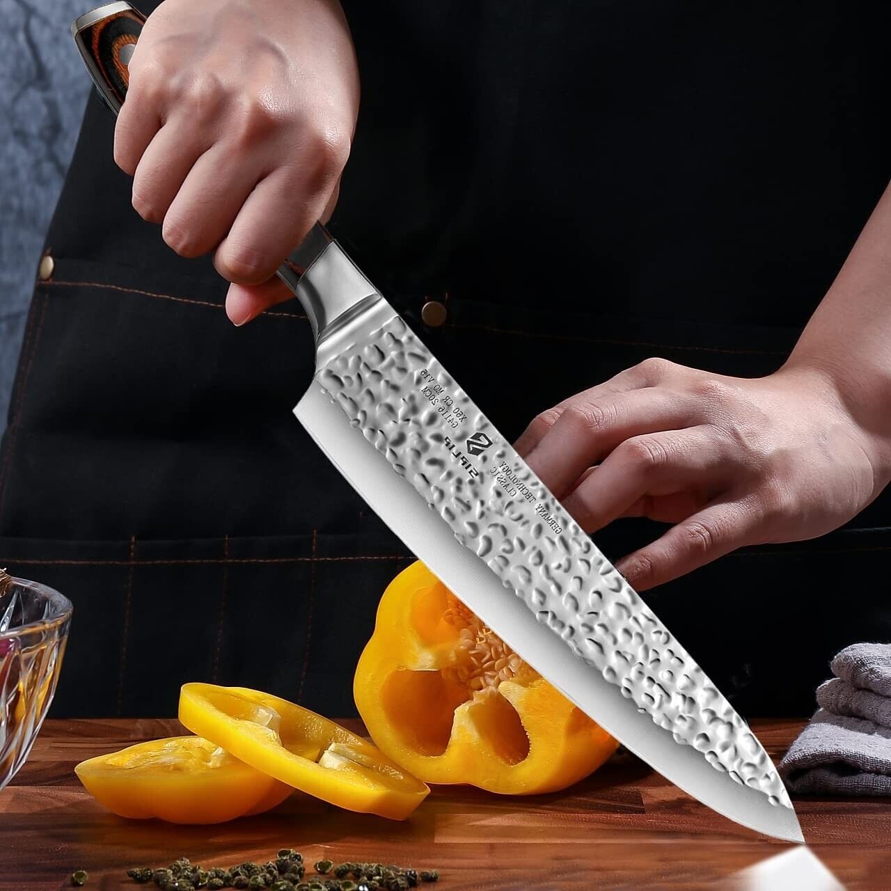 Chef Knife, Super-Sharp Wooden Handle Kitchen Knife with German High Carbon - Fresh Stock Dated February 2026