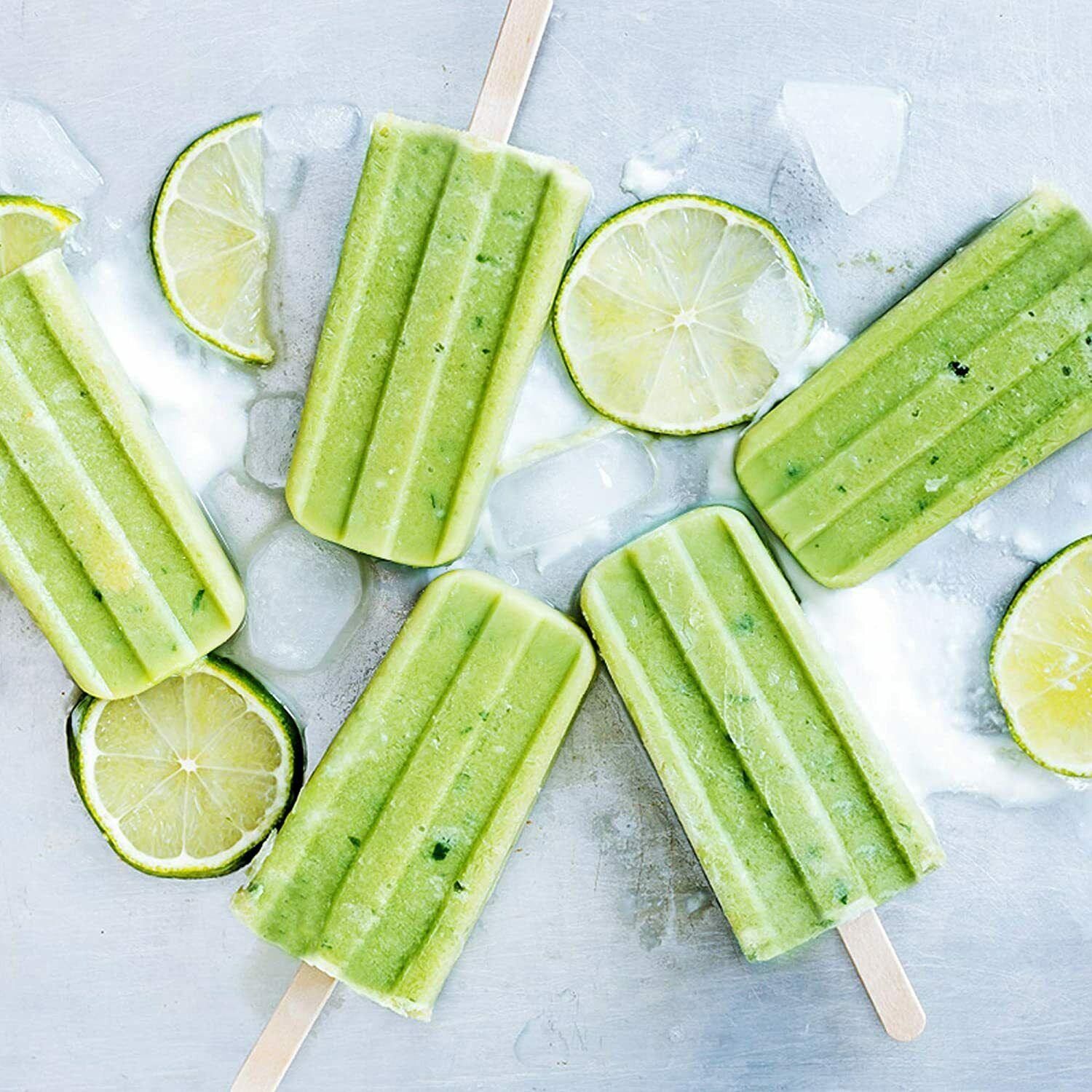 4 Cell Silicone DIY Frozen Ice Cream Mold 2 Pack with 50 Wooden Sticks Larg Size - Fresh Stock Dated February 2026