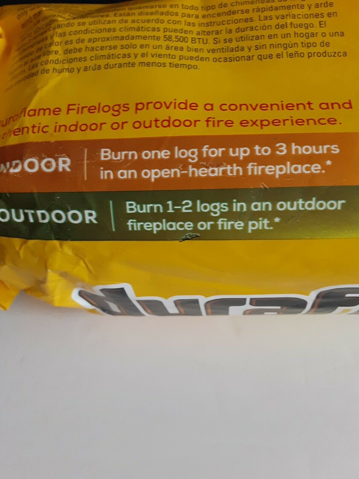 Duraflame fire logs 4.5 pounds indoor outdoor package - Fresh Stock Dated December 2025