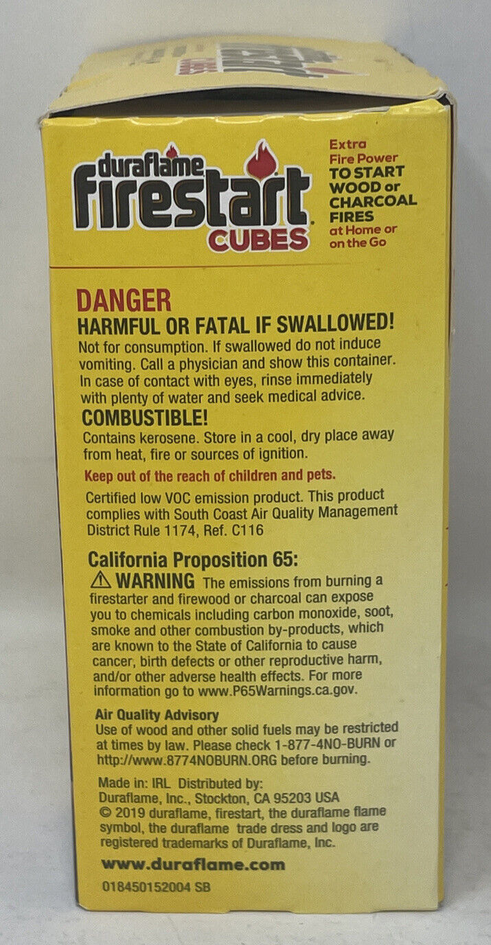 Duraflame Firestart Cubes 18 Count Firestarters for Charcoal or Wood Fires Flame - Fresh Stock Dated January 2026