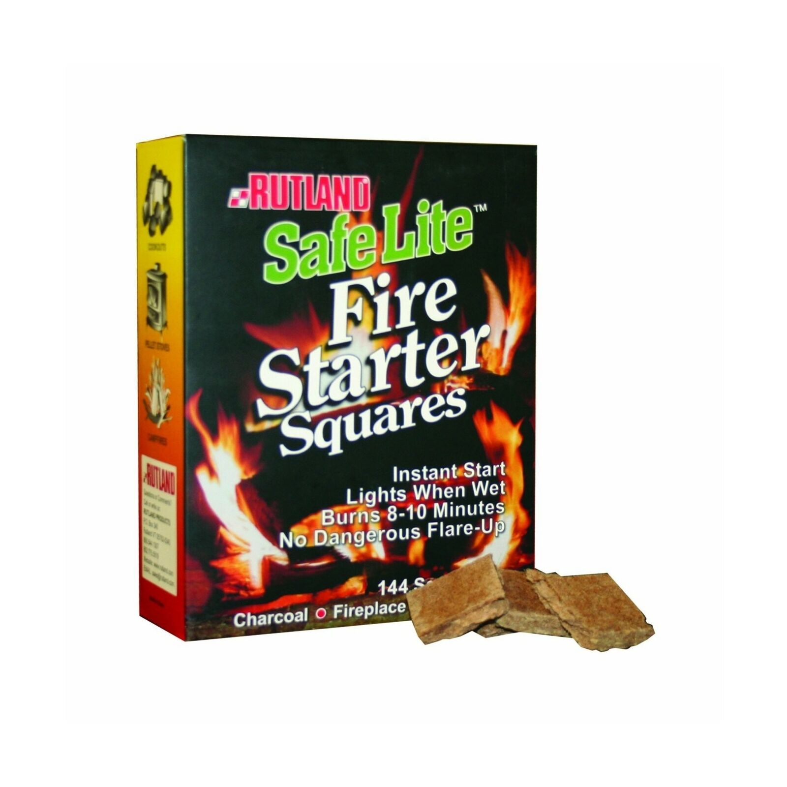 Rutland Safe Lite Fire Starter Squares 144-Square 2 Pack Fireplaces Wood Stoves - Fresh Stock Dated December 2025