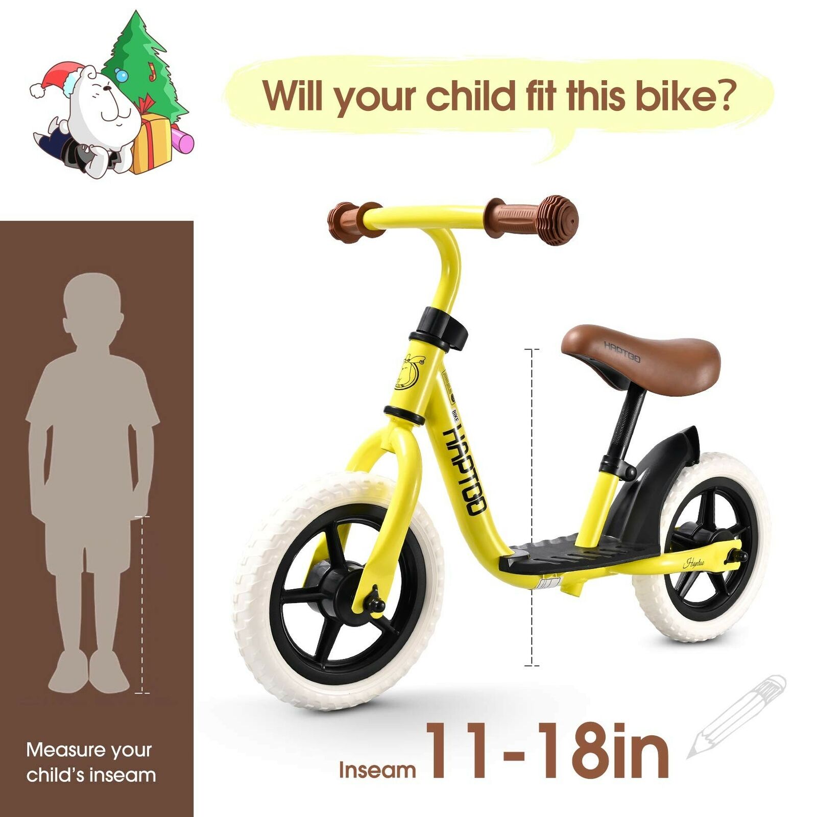 HAPTOO Balance Bike, Toddlers Walking Bicycle with Adjustable Seat and Handle... - Fresh Stock Dated January 2026
