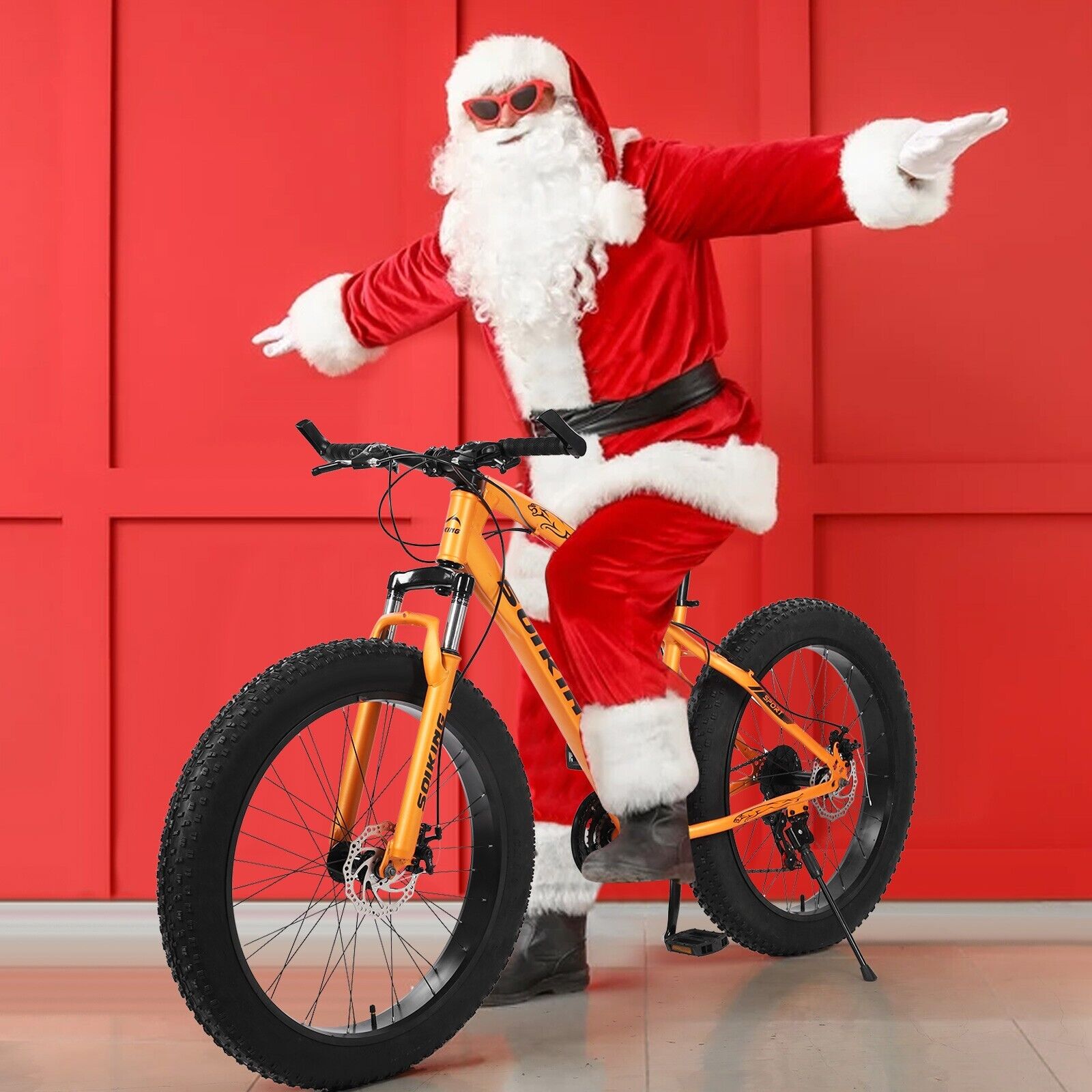 26in Fat Tire Mountain Bike, 17in Steel Frame Full Suspension Road Beach Bike UC - Fresh Stock Dated December 2025
