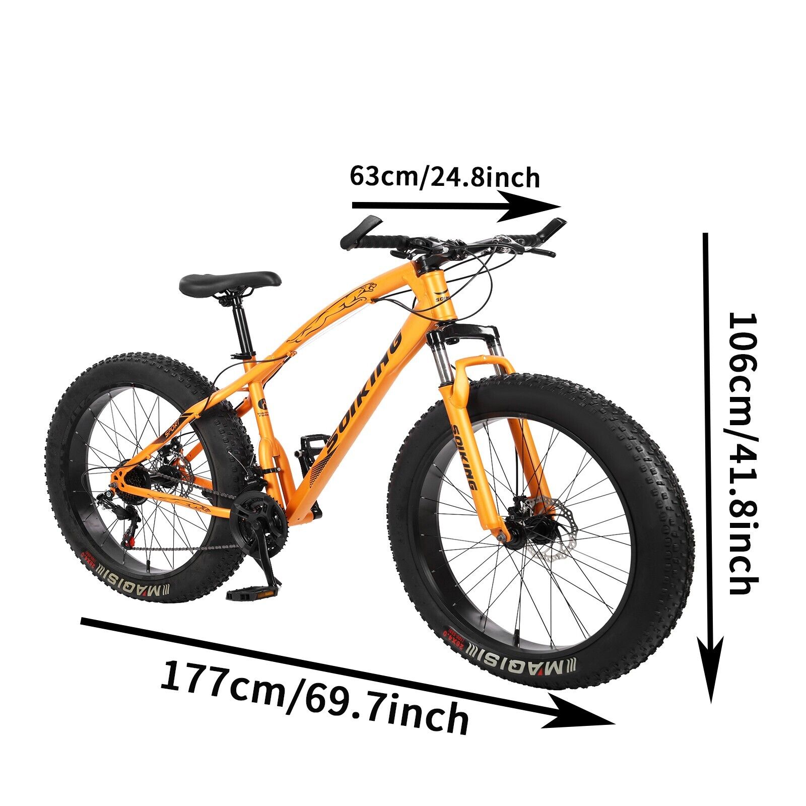 26in Fat Tire Mountain Bike, 17in Steel Frame Full Suspension Road Beach Bike UC - Fresh Stock Dated December 2025