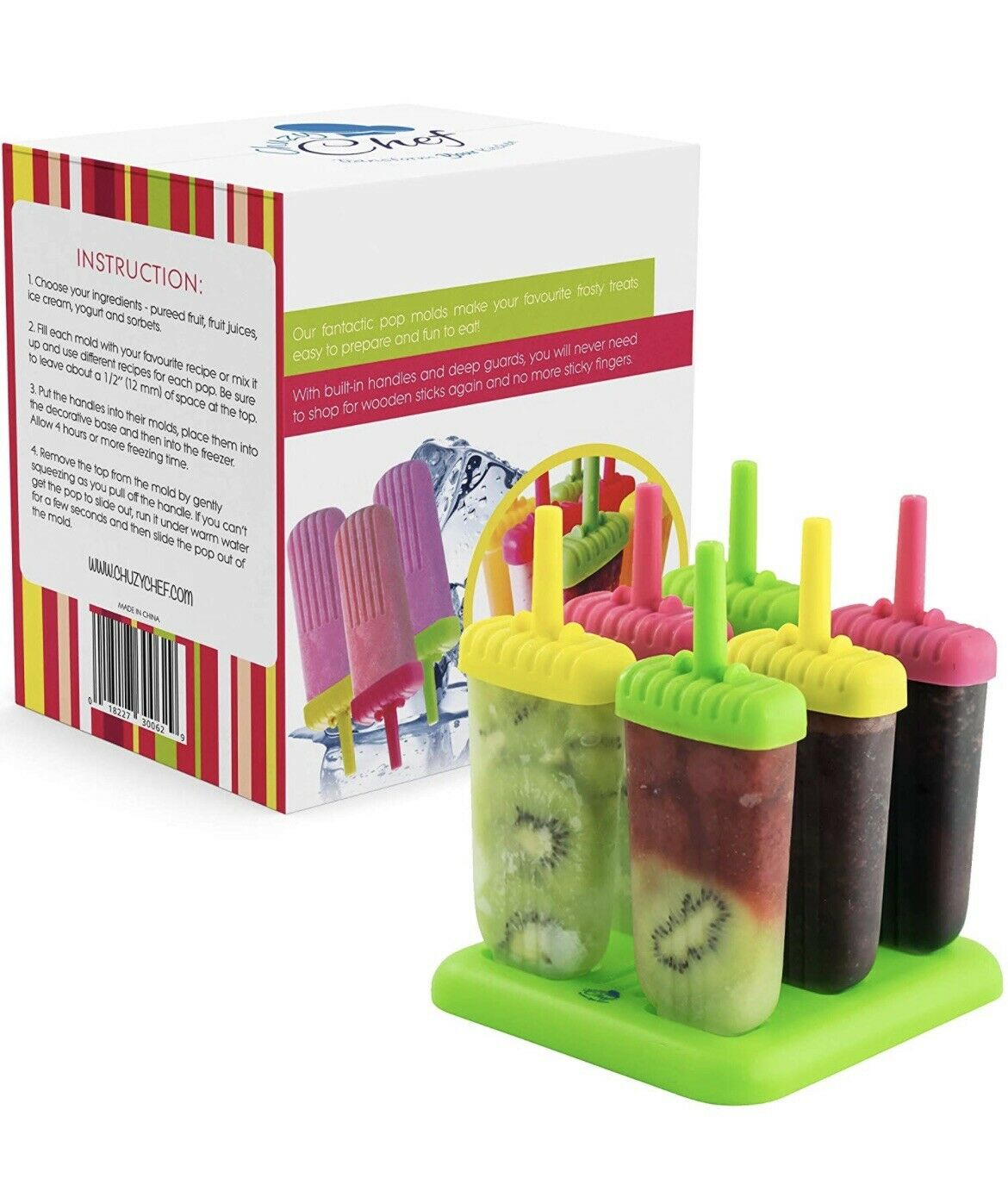 Popsicle Ice Mold Maker Set - 6 Pack BPA Free Reusable Ice Cream DIY - Fresh Stock Dated February 2026