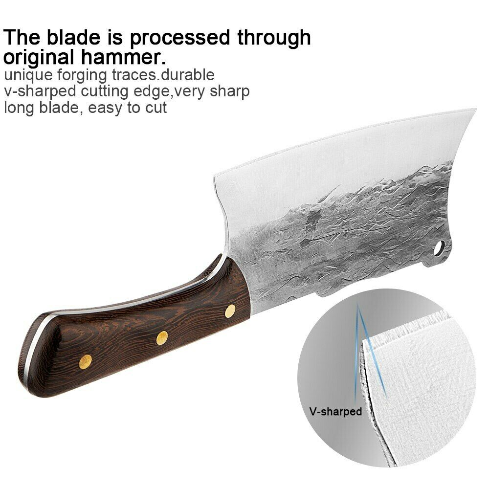 Handmade Forged Kitchen Knife Butcher Meat Cleaver Chef Knife High Carbon Steel - Fresh Stock Dated January 2026