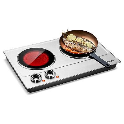 Costway Electric Hot Plate Ceramic Double 900W Infrared Burner Stainless Steel - Fresh Stock Dated February 2026