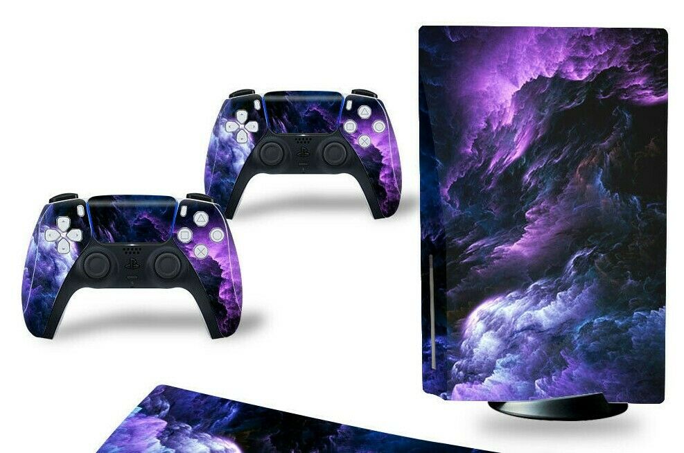 For PS5 Disc Edition Console & 2 Controller Rolling Cloud Vinyl Wrap Skin Decal - Fresh Stock Dated February 2026