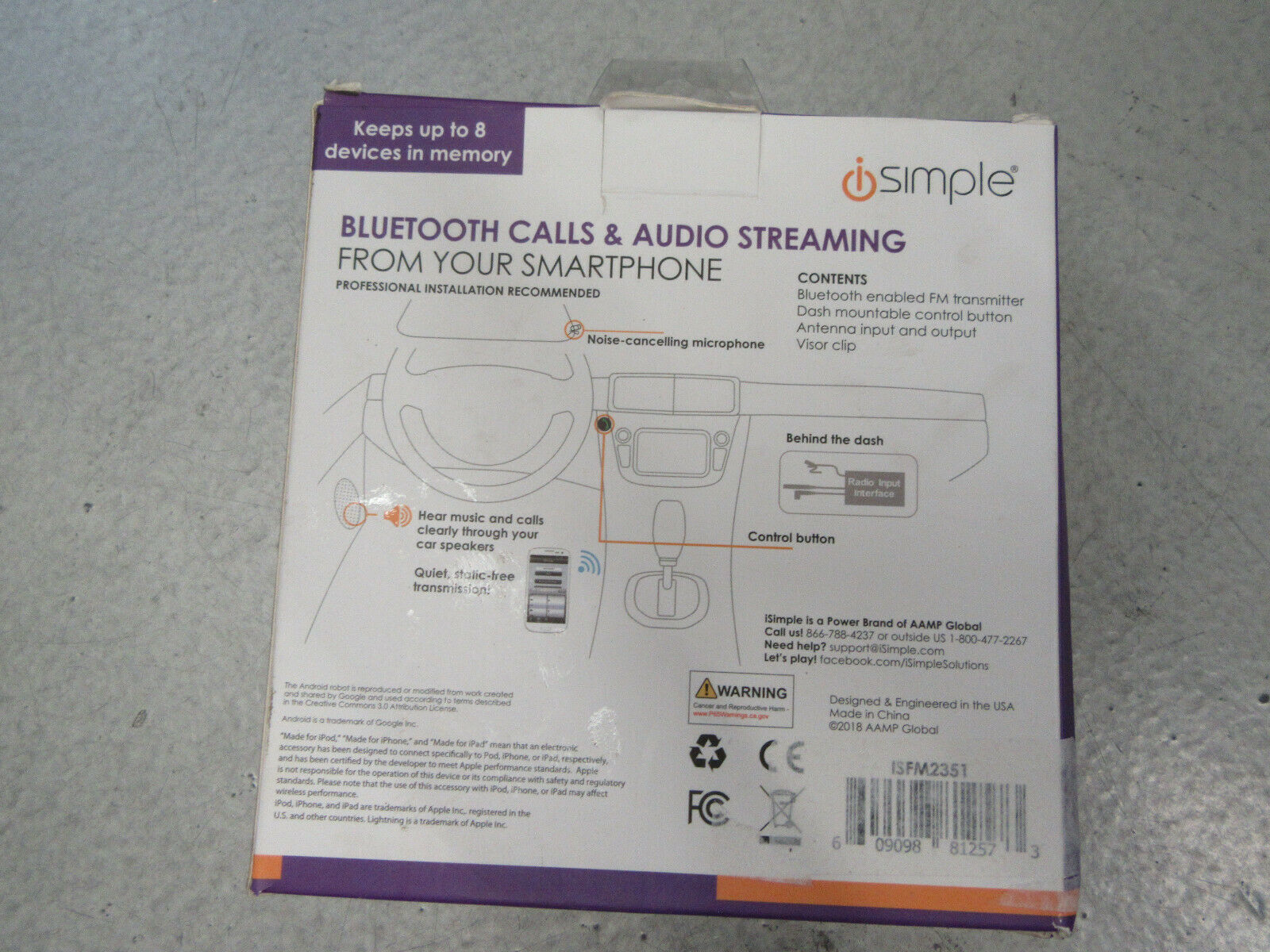 iSimple ISFM2351 Bluetooth Enabled Install Kit FM Transmitter Hardwired - Fresh Stock Dated December 2025