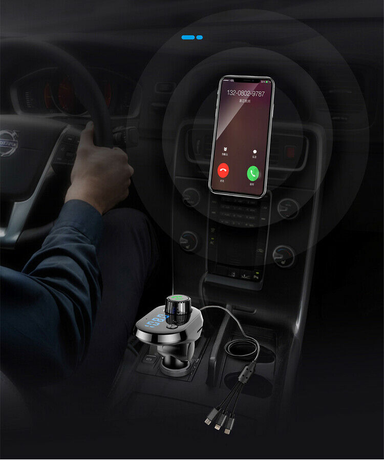 In Car Bluetooth FM Transmitter Radio Wireless Adapter USB Charger One for Three - Fresh Stock Dated December 2025