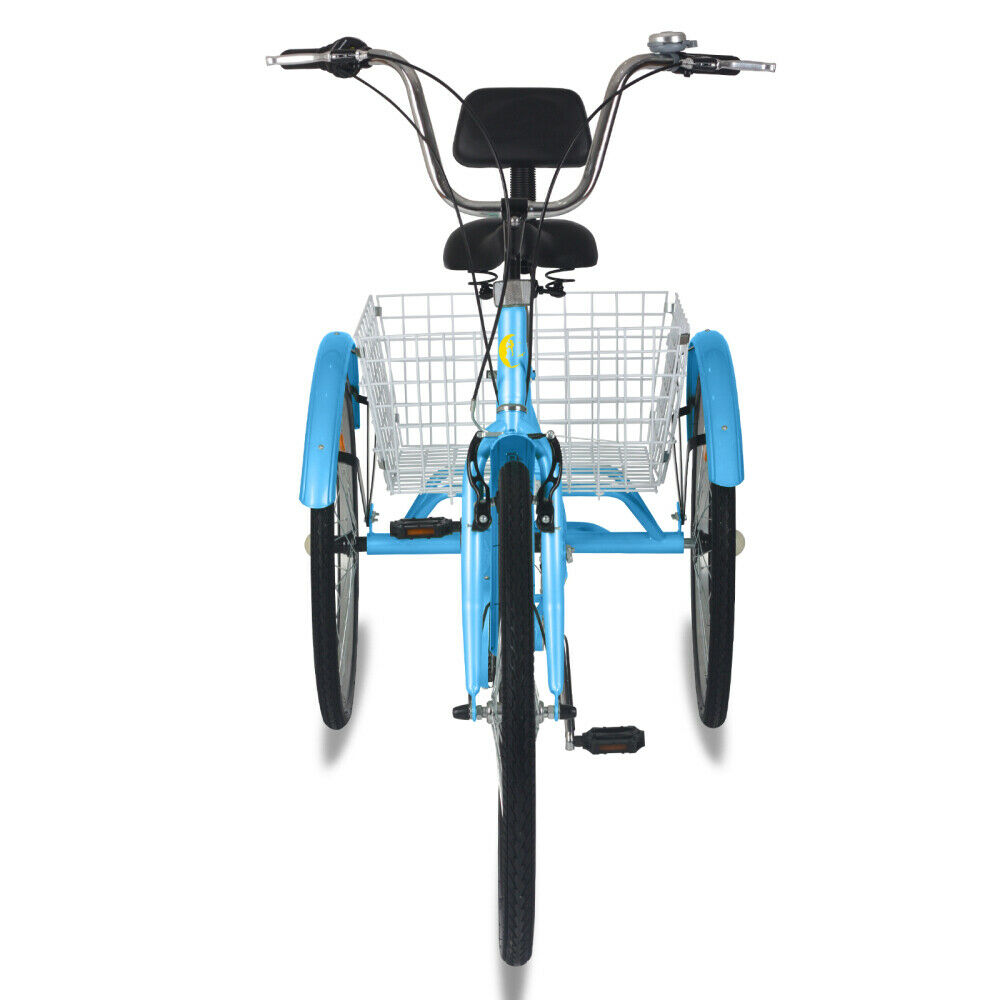 26 inch 3 Wheel Tricycle 7 Speed Bicycle Cruiser Trike Bike Men & Women w/Basket - Fresh Stock Dated January 2026