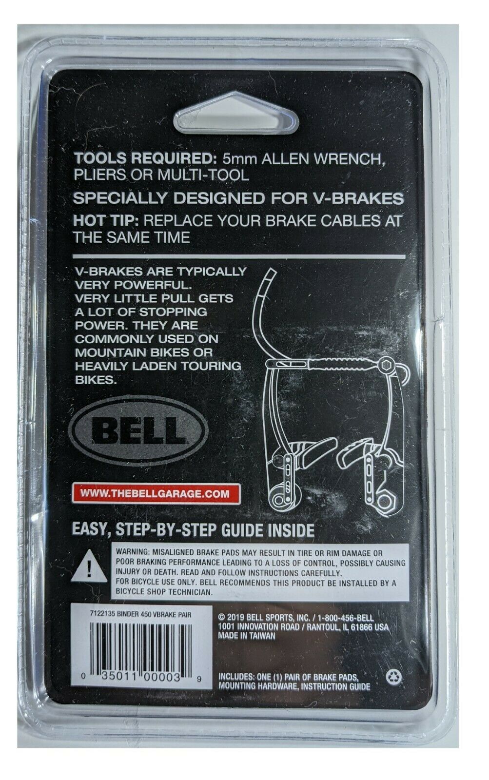 Set of 2 - Bell V-Brake Premium Bike Pads Binder 450 - Fresh Stock Dated December 2025