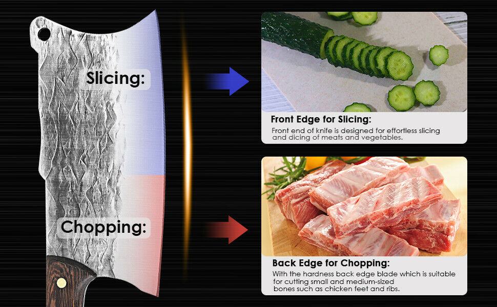 Handmade Forged Kitchen Knife Butcher Meat Cleaver Chef Knife High Carbon Steel - Fresh Stock Dated January 2026