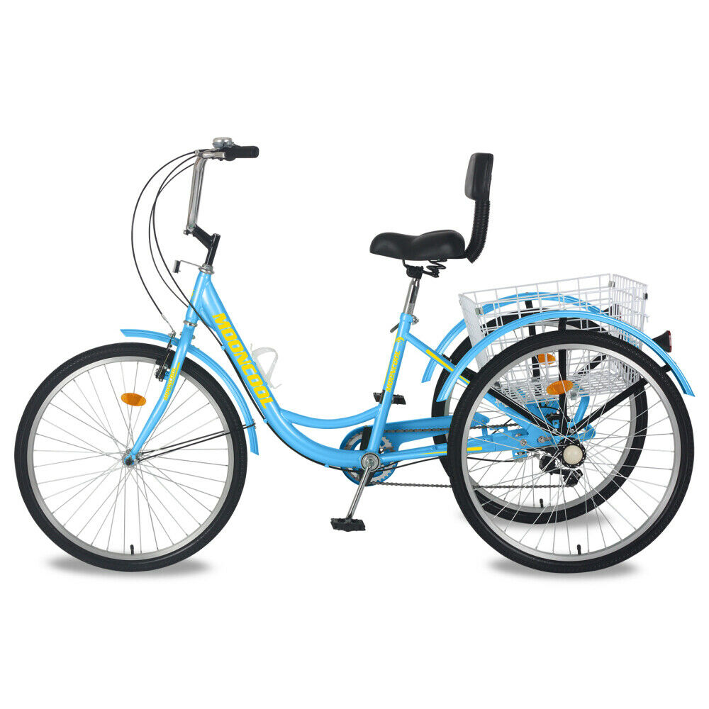 26 inch 3 Wheel Tricycle 7 Speed Bicycle Cruiser Trike Bike Men & Women w/Basket - Fresh Stock Dated January 2026