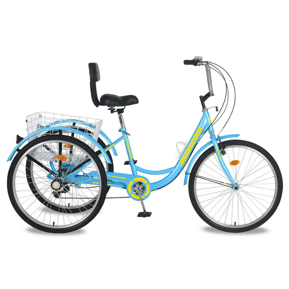 26 inch 3 Wheel Tricycle 7 Speed Bicycle Cruiser Trike Bike Men & Women w/Basket - Fresh Stock Dated January 2026