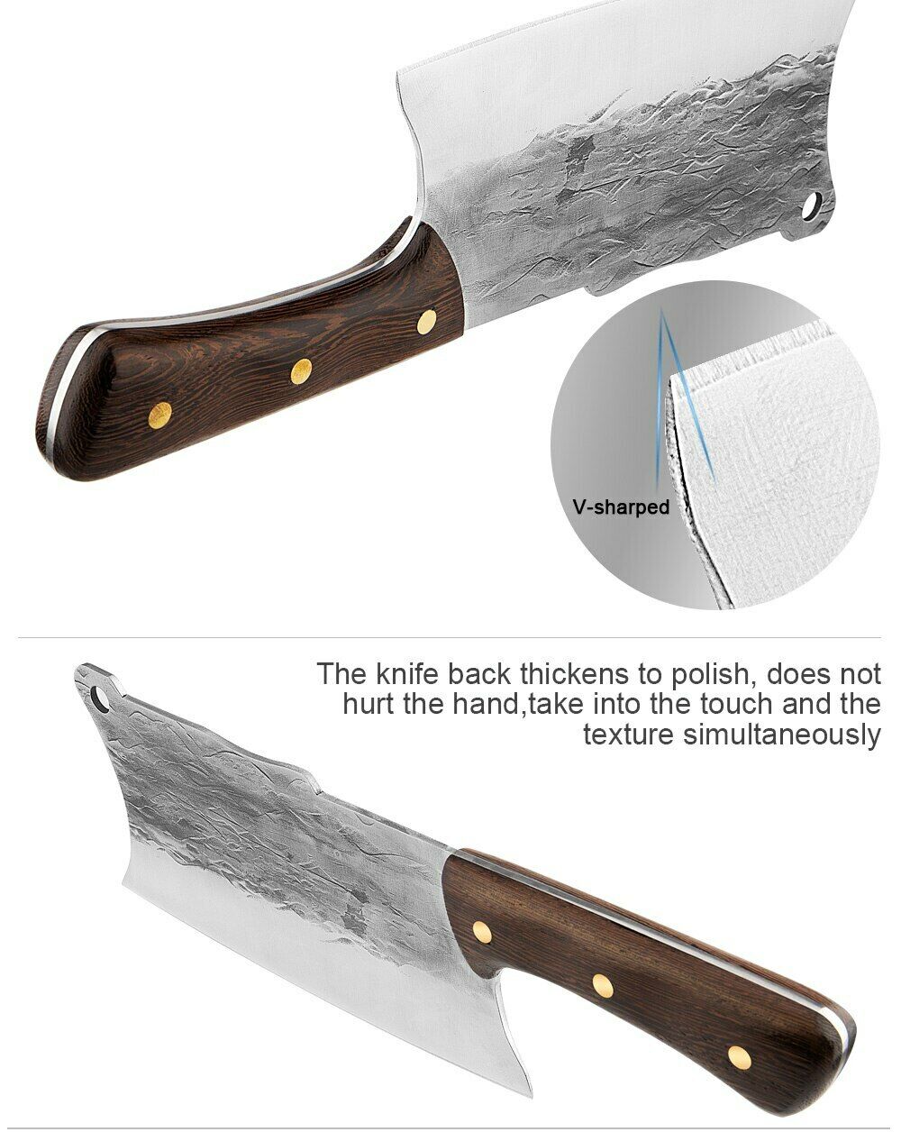 Handmade Forged Kitchen Knife Butcher Meat Cleaver Chef Knife High Carbon Steel - Fresh Stock Dated January 2026