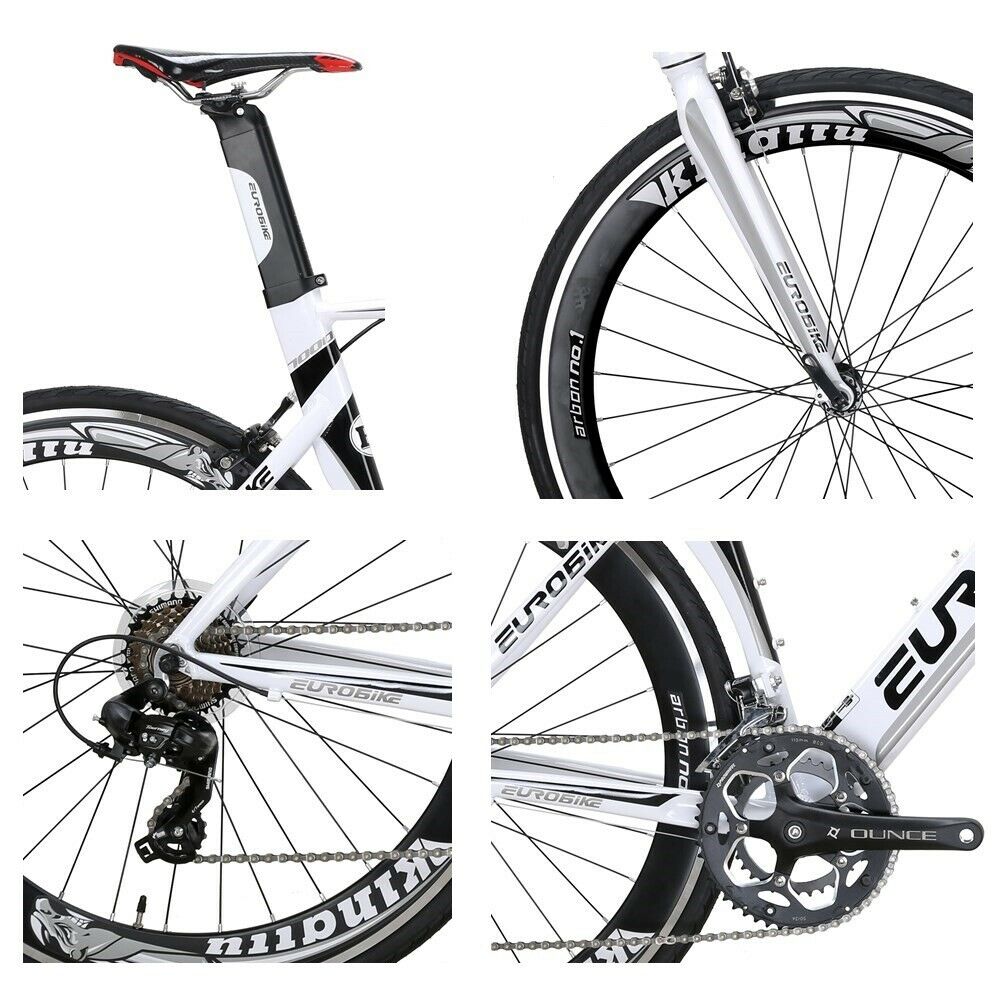 Eurobike XC7000 Road Bike 54 Cm Aluminum Frame 14 Speed Road Bicycle White - Fresh Stock Dated December 2025