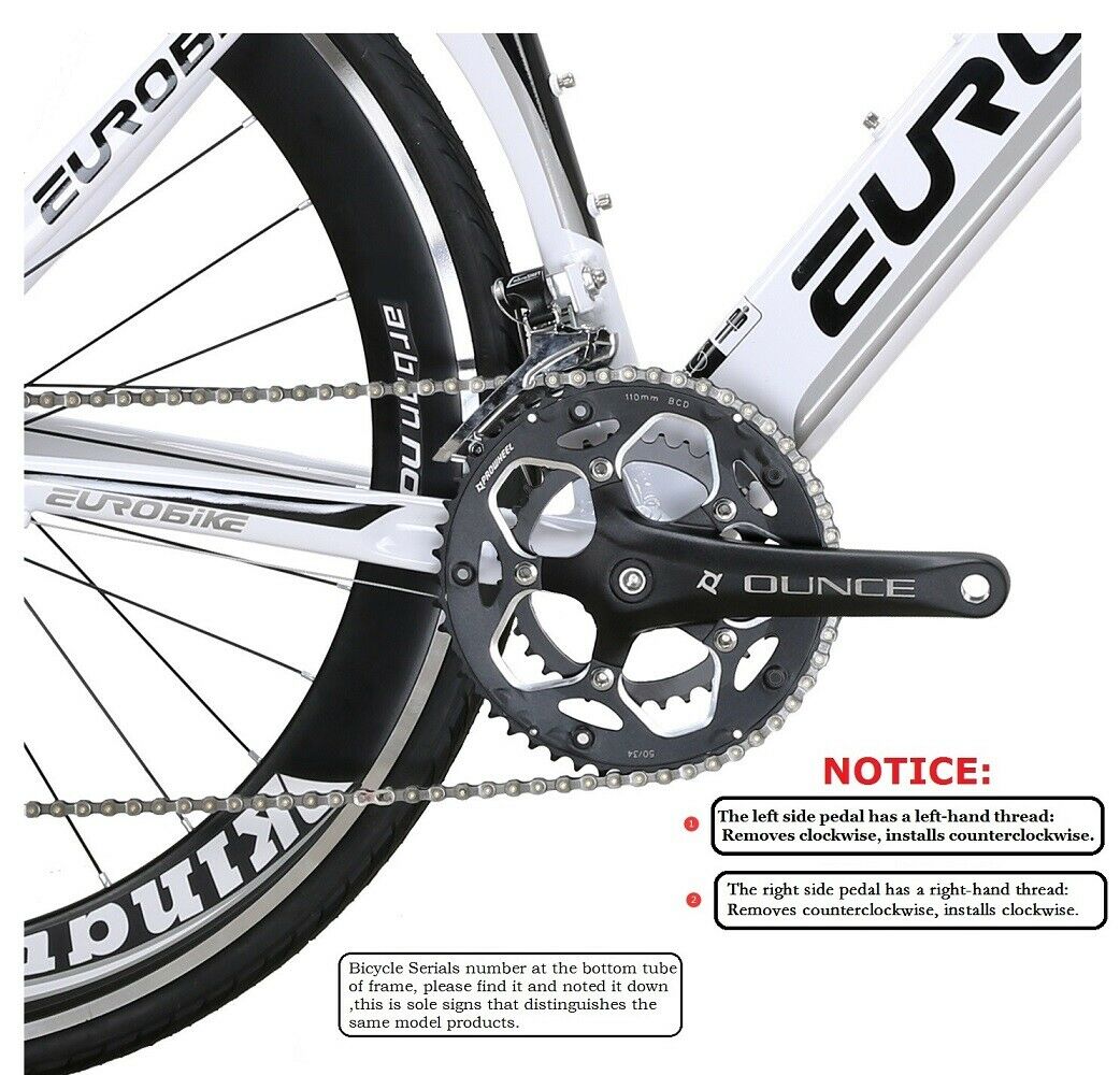 Eurobike XC7000 Road Bike 54 Cm Aluminum Frame 14 Speed Road Bicycle White - Fresh Stock Dated December 2025