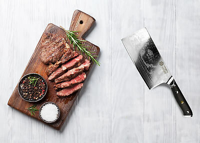 Kessaku Cleaver Butcher Knife Dynasty 67-Layer Japanese Damascus Steel, 7-Inch - Fresh Stock Dated January 2026