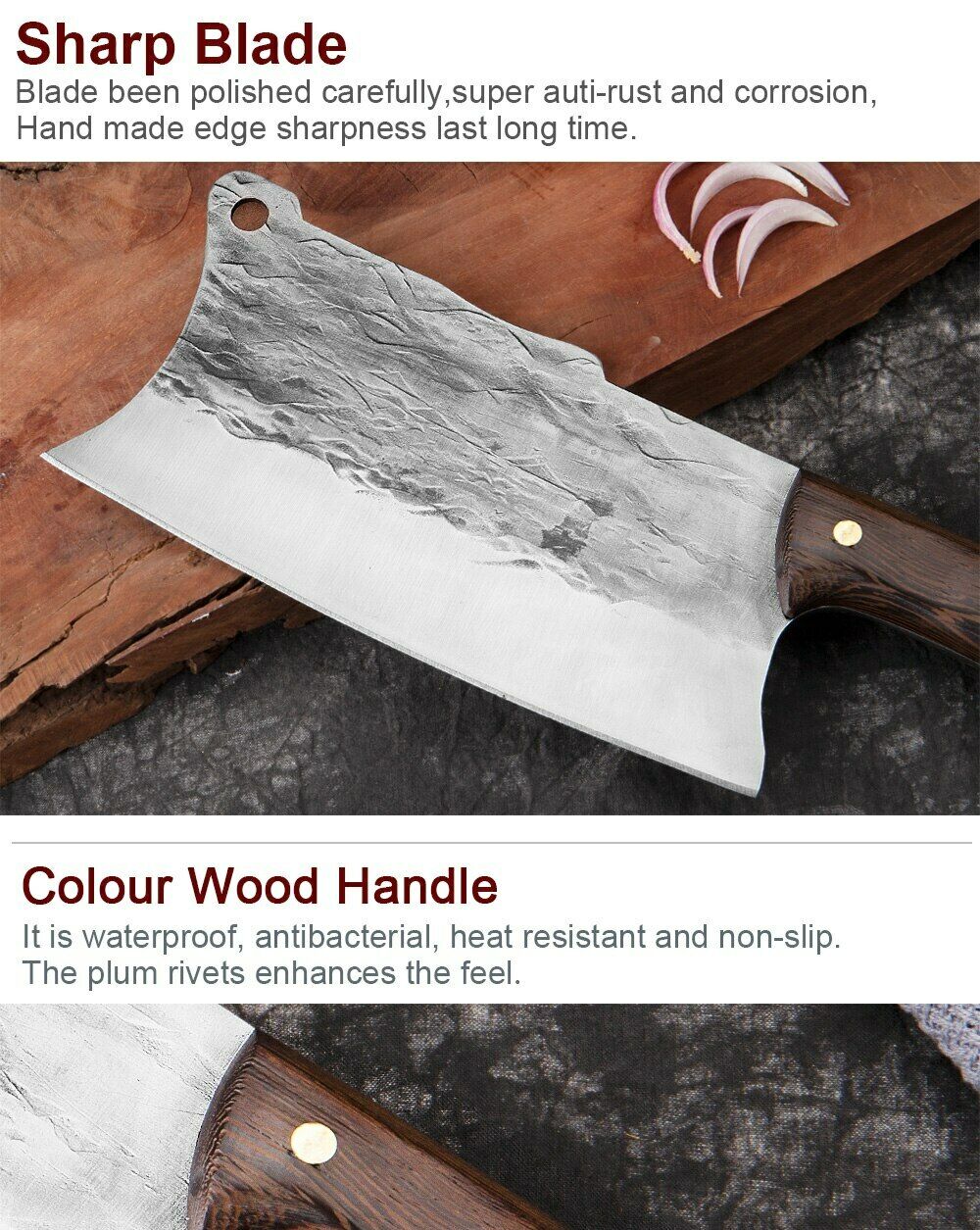 Handmade Forged Kitchen Knife Butcher Meat Cleaver Chef Knife High Carbon Steel - Fresh Stock Dated January 2026