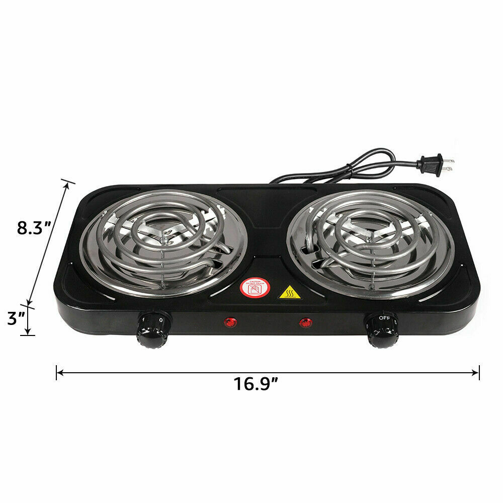 2000W Electric Double Burner 110V Hot Plate Portable Camping Dorm Stove Cooker - Fresh Stock Dated February 2026