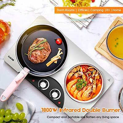 Electric Hot Plate, 1800W Portable Electric Stove,Infrared Double Burner,Heat - Fresh Stock Dated January 2026