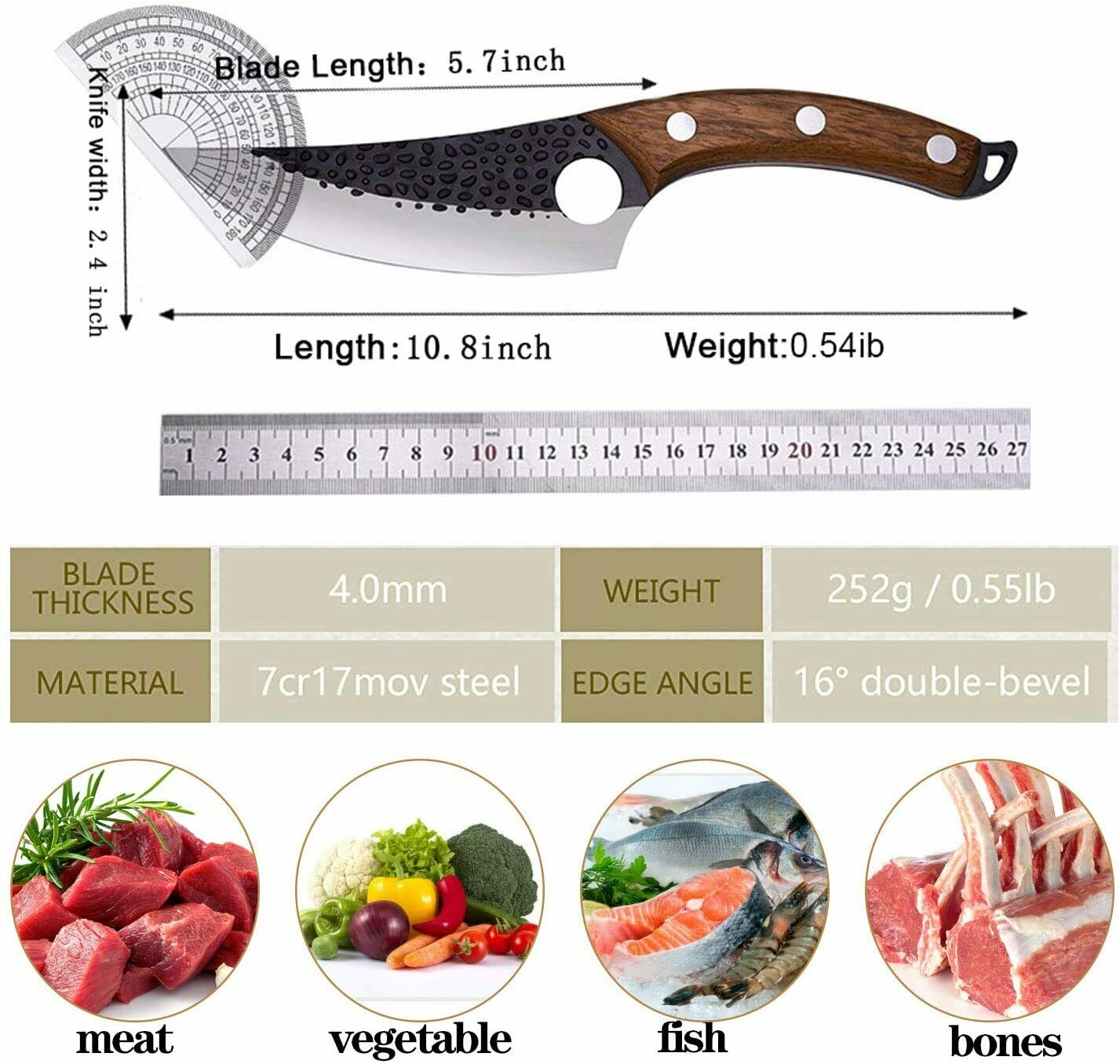 Serbian Chef Knife Forged Kitchen Butcher Boning Cleaver Hunting Slicing Knife - Fresh Stock Dated January 2026