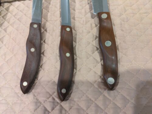 3 CUTCO Knives with Wall Mount Holder No. 22, 23, 24 Brown Handles - Fresh Stock Dated January 2026