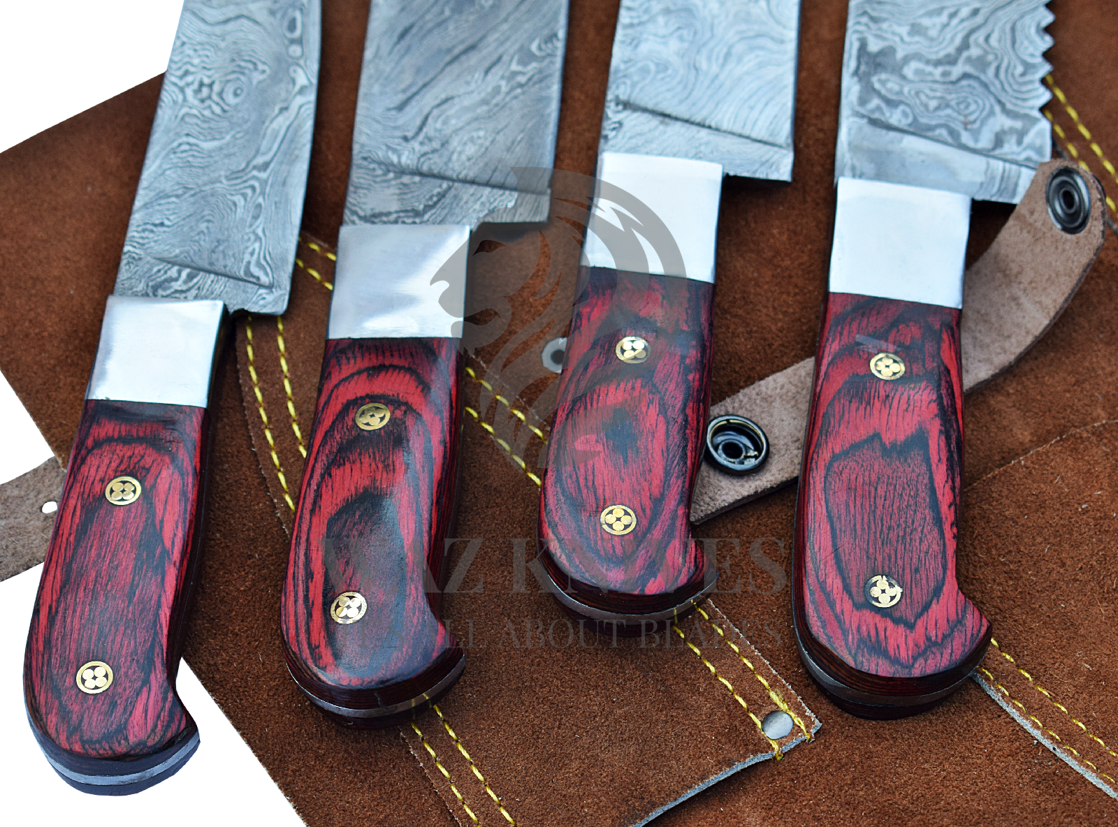 Hand Forged Damascus Chef’s Knife Set W Bread Cutter | Steak Knives | Chef Blade - Fresh Stock Dated February 2026