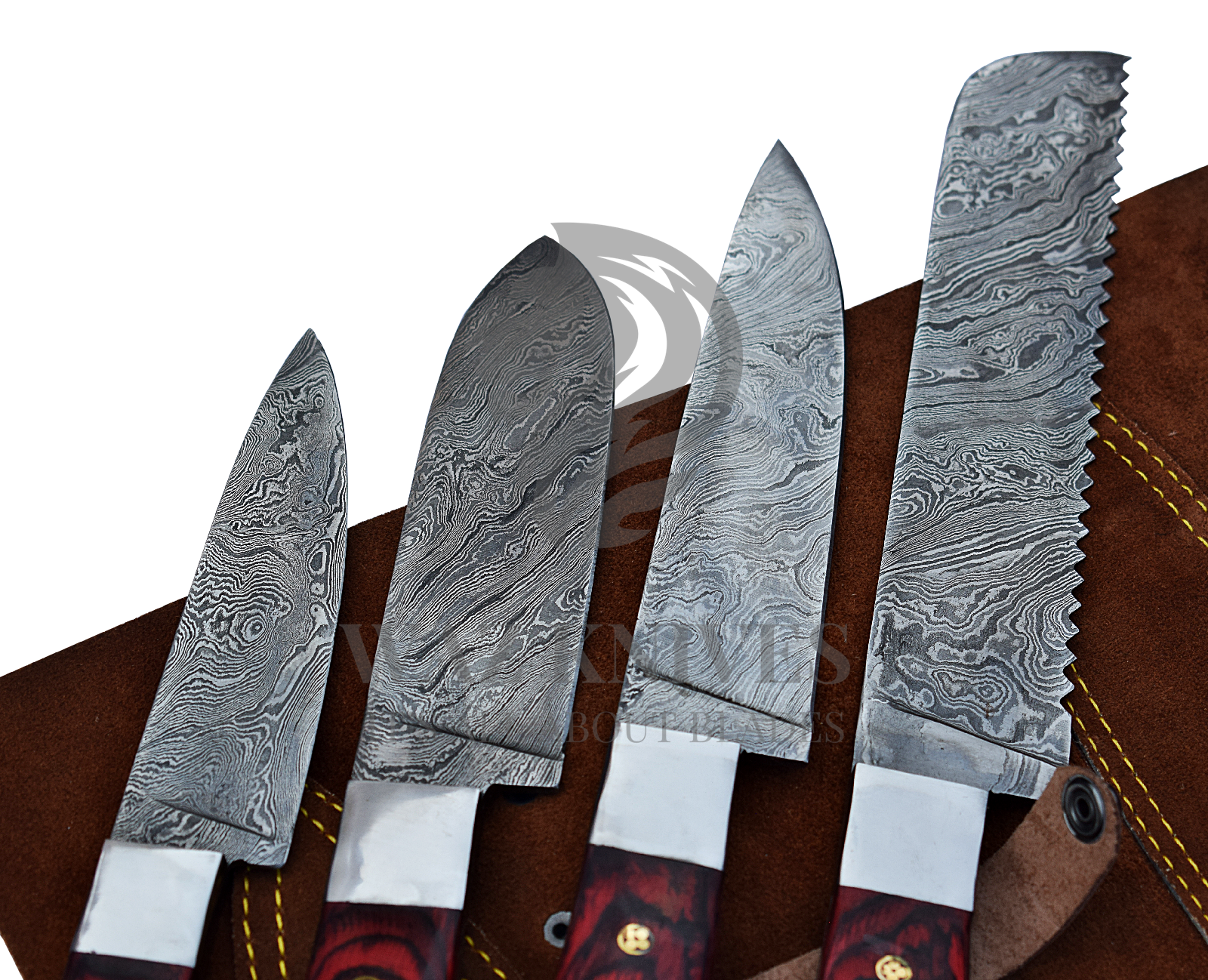 Hand Forged Damascus Chef’s Knife Set W Bread Cutter | Steak Knives | Chef Blade - Fresh Stock Dated February 2026