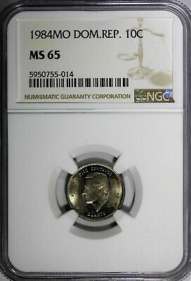 Dominican Republic Duarte 1984 MO 10 Centavos NGC MS65 Human Rights KM# 60 (14) - Fresh Stock Dated December 2025