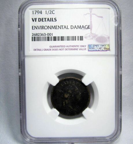 1794 1/2C HALF CENT VF DETAILS ENVIRONMENTAL DAMAGE NGC C544 - Fresh Stock Dated December 2025