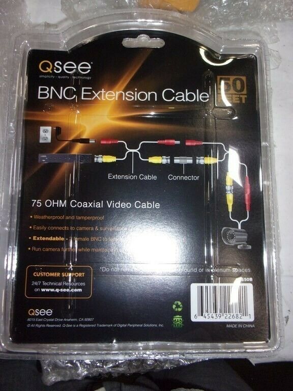Lot of 10*Q-See QS50B 50FT BNC Ext. 75 OHM Coaxial Video Cables/OPEN BOX - Fresh Stock Dated December 2025